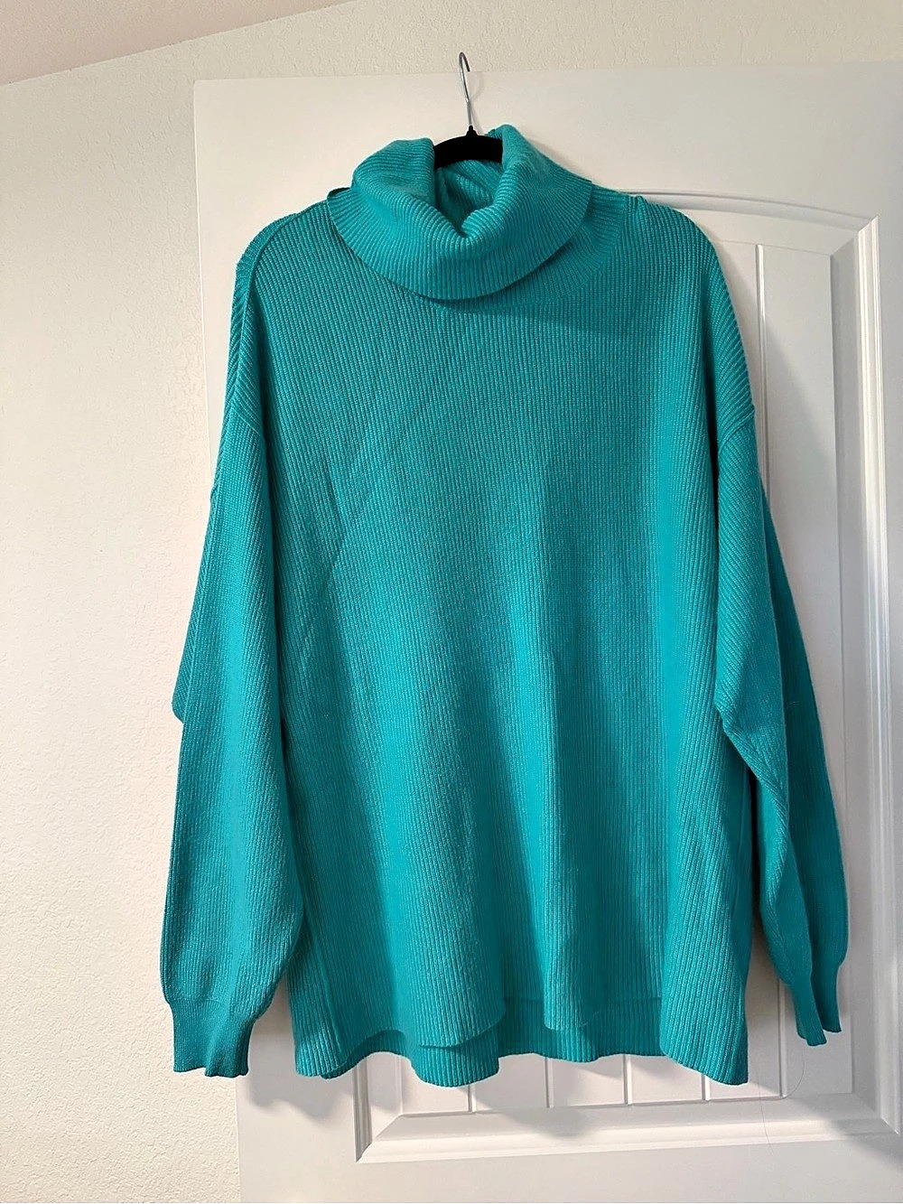 Free People Ottoman Slouchy Tunic Cowl Neck Sweater Blue Medium